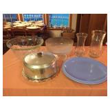 Punch Bowl w/ cups, Cake Plate, Vases, Etc