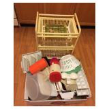 Plastic Cart & Box Lot Plastic Items