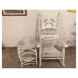 White Wicker Rocker- As Is