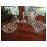 Depression Pitcher, Candle Holders, Serving Bowls