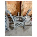 2 Cast Iron Legs And Cast Iron Back For A
