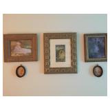 3- Framed Prints, 2- Oval Framed Flowers