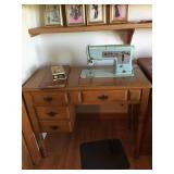 Singer Sewing Machine w/ Maple Desk