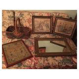 Beveled Mirror, Framed Prints, Early Basket