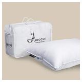 Lincove Cloud Natural Canadian White Down Luxury Sleeping Pillow - 625 Fill Power, 500 Thread Count Cotton Shell, Made in Canada (King (Medium)