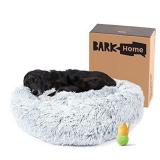 BarkBox Dog Bed, 2-in-1 Memory Foam Donut Cuddler Dog and Cat Bed, Calming Orthopedic Joint Relief Fur Crate Lounger for Pets, Machine Washable + Removable Cover, Waterproof Lining, Includes Toy