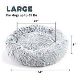 BarkBox Dog Bed, 2-in-1 Memory Foam Donut Cuddler Dog and Cat Bed, Calming Orthopedic Joint Relief Fur Crate Lounger for Pets, Machine Washable + Removable Cover, Waterproof Lining, Includes Toy