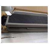 Boyd Sleep Montana Tri-Panel Upholstered Platform Bed Frame Mattress Foundation with Faux Leather Headboard and 4-Slat Supports, Requires Box Spring: Grey, Full Size