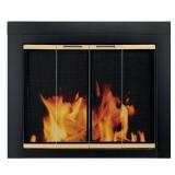 Pleasant Hearth Arrington Black with gold trim Fireplace Glass Firescreen doors - Small RETAILS $299.99