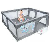 Large Baby Playpen, Extra Safe with Anti-Collision Foam Playpens for Babies, Indoor & Outdoor Playard for Kids Activity Center with Gate, Large Anti-Fall Playpen