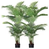 Fopamtri Artificial Areca Palm Plant 5 Feet Fake Palm Tree with 17 Trunks Faux Tree for Indoor Outdoor Modern Decoration Feaux Dypsis Lutescens Plants in Pot for Home Office (Set of 2)