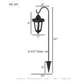 Pure Garden 50-123 Solar Powered Set of 2, 32â Hanging Coach Lanterns with 2 Shepherd Hooks-LED Outdoor Lighting for Gardens, Pathways, and Patio, Black