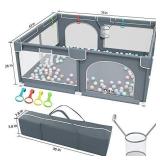 Baby Playpen,Kids Large Playard with 50PCS Pit Balls,Indoor & Outdoor Kids Activity Center,Infant Safety Gates with Breathable Mesh,Sturdy Play Yard for Toddler,Children