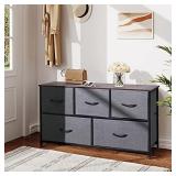 WLIVE Dresser with 5 Drawers, Dressers for Bedroom, Fabric Storage Tower, Hallway, Entryway, Closets, Sturdy Steel Frame, Wood Top, Easy Pull Handle