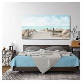 Large Canvas Wall Art Sky Beach Painting Picture Print on Canvas Framed Wall Art for Living Room Wall Decor for Bedroom Modern Coastal Landscape Room Decorations Artwork Size 60x30 Ready to Hang