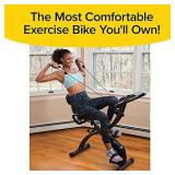 As Seen On TV Slim Cycle Stationary Bike by Bulbhead, Most Comfortable Exercise Machine, Thick, Extra-Wide Seat & Back Support Cushion, Recline or Upright Position, Twice the Results in Half the Time 