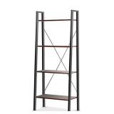 Industrial Ladder Shelf, 4-Tier Bookshelf, Free Standing Bookcase Storage Rack Shelves Plant Flower Stand with Wood Look for Living Room, Bedroom, Kitchen, Bathroom, Home Office, Balcony by Pipishell