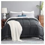 Bedsure Duvet Insert King Comforter Dark Grey - All Season Quilted Down Alternative Comforter for King Bed, 300GSM Mashine Washable Microfiber Bedding Comforter with Corner Tabs