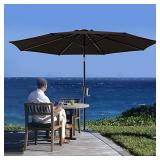 SERWALL 10FT Patio Umbrella, Market Table Umbrella with 8 Sturdy Ribs Outdoor Umbrella with Push Button Tilt for Garden, Lawn, Market, Pool, Deck, Backyard (Coffee)