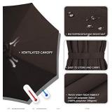 SERWALL 10FT Patio Umbrella, Market Table Umbrella with 8 Sturdy Ribs Outdoor Umbrella with Push Button Tilt for Garden, Lawn, Market, Pool, Deck, Backyard (Coffee)