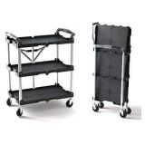 Olympia Tools 85-188 Pack-N-Roll Folding Collapsible Service Cart, Black, 50 Lb. Load Capacity per Shelf