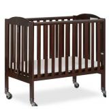 Dream On Me Birch 2-in-1 Folding Portable Mini Crib, Espresso