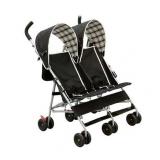 Delta Children DX Side by Side Double Stroller, Black Plaid
