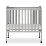jDream On Me 2-in-1 Lightweight Folding Portable Stationary Side Crib in Pecan, Greenguard Gold Certified
