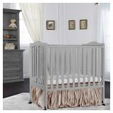 jDream On Me 2-in-1 Lightweight Folding Portable Stationary Side Crib in Pecan, Greenguard Gold Certified