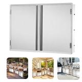 Outdoor Kitchen Doors 31" W x 24" H Stainless Steel BBQ Access Door Horizontal Double 304 Stainless Door for Outdoor Kitchen and BBQ Island