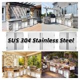 Outdoor Kitchen Doors 31" W x 24" H Stainless Steel BBQ Access Door Horizontal Double 304 Stainless Door for Outdoor Kitchen and BBQ Island