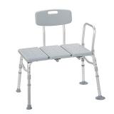 Drive Medical 12011KD-1 Plastic Tub Transfer Bench with Adjustable Backrest (Color May Vary), Gray