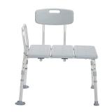 Drive Medical 12011KD-1 Plastic Tub Transfer Bench with Adjustable Backrest (Color May Vary), Gray