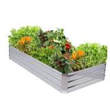 Raised Garden Bed for Vegetables,Galvanized Garden Planter Box Lawn Green for Flowers, Herbs, Fruits, Outdoor Patio Frame 6Ã3Ã1 ft,Silvery