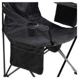 Coleman Camp Chair with 4-Can Cooler | Folding Beach Chair with Built In Drinks Cooler | Portable Quad Chair with Armrest Cooler for Tailgating, Camping & Outdoors , Black, Roomy seat: 24"