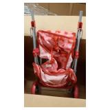 fash n kolor Exquisite Buggy | Foldable Pram for Baby Doll with Polka Dots Design with Swiveling Wheel Adjustable Handle (Flower)