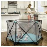 Regalo My Portable Play Yard Indoor and Outdoor, Bonus Kit, Includes Carry Case, Washable, Aqua, 6-Panel