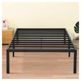Olee Sleep 14 inch Metal Platform, Twin, Black, Anti Slip, Sturdy Construction with Center Supporting Bar, Easy to Assemble, Under Storage Space Bed Frame