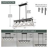 Luupyia Farmhouse Rectangular Chandelier Rustic, 5-Lights Kitchen Island Lighting, Linear Island Light Fixture Farmhouse Pendant Lighting Fixtures for Dining Room Pool Table Beige RETAIL$200