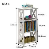 Rerii Bookcase, 3 Tier Small Bookshelf Kids Open Shelves, Standing Book Storage Case Shelf Display Rack Table for Bathroom Living Room Bedroom Office, White