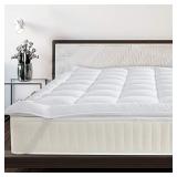 JinJeeo Mattress Topper Full Quilted Fitted Down Alternative Anchor Band 4 Corner Elastic Protector Enhancer Extra Deep Fits 20 Inches Soft White Bed Cover