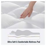 JinJeeo Mattress Topper Full Quilted Fitted Down Alternative Anchor Band 4 Corner Elastic Protector Enhancer Extra Deep Fits 20 Inches Soft White Bed Cover