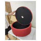 Porch & Den Leaf Red Tufted Round Cocktail Storage Ottoman- Retail:$175.26