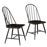 Windsor Mixed Media Dining Chair, Set of 2, Black/Espresso