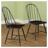 Windsor Mixed Media Dining Chair, Set of 2, Black/Espresso