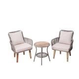 Peaktop - 3-Piece Wicker Bistro Set - Light Brown- Retail:$407.99