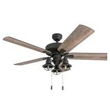 Prominence Home 50650-35 Ennora Farmhouse 52-Inch Aged Bronze Indoor Ceiling Fan, Lantern LED Multi-Arm Barnwood/Tumbleweed Blades