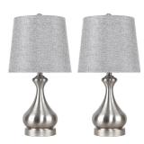 20" Metal Table Lamp w/ Urn-Shaped Base & Linen Empire Shade (Set of 2)