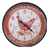 Yosemite Home Decor 5140021 Farmers Market Red Wall Clock 23.5"