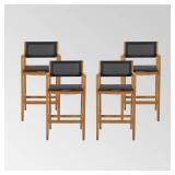 (SET OF 2)Fairfax Outdoor Acacia Wood Barstools with Outdoor Mesh (Set of 2) by Christopher Knight Home- Retail:$222.99